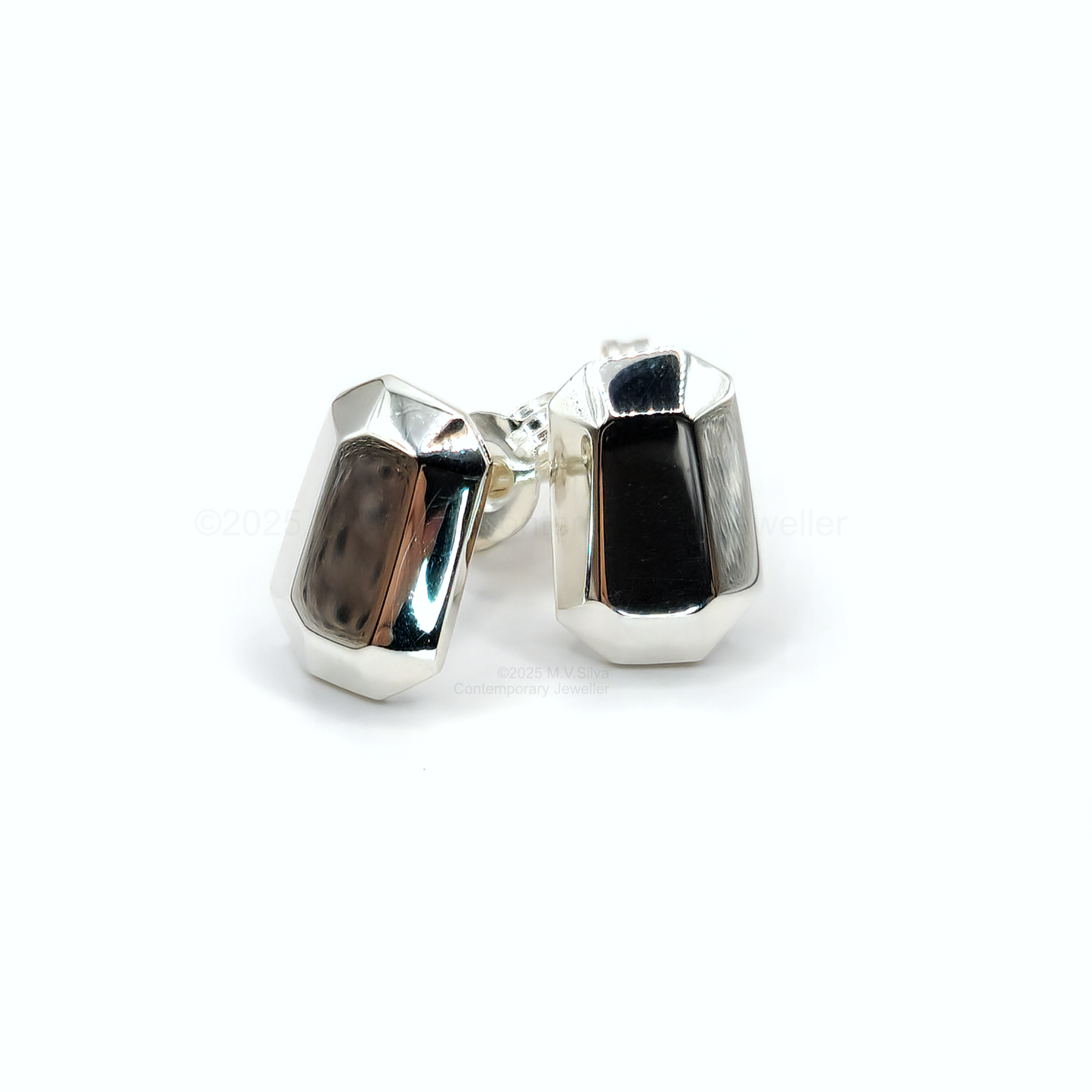 Geometric Facet Studs in Sterling Silver