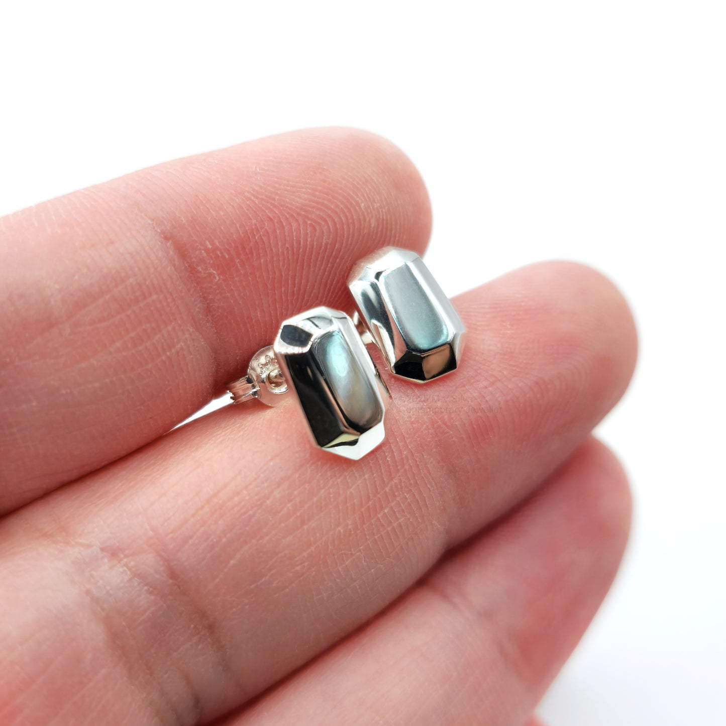 Geometric Facet Studs in Sterling Silver