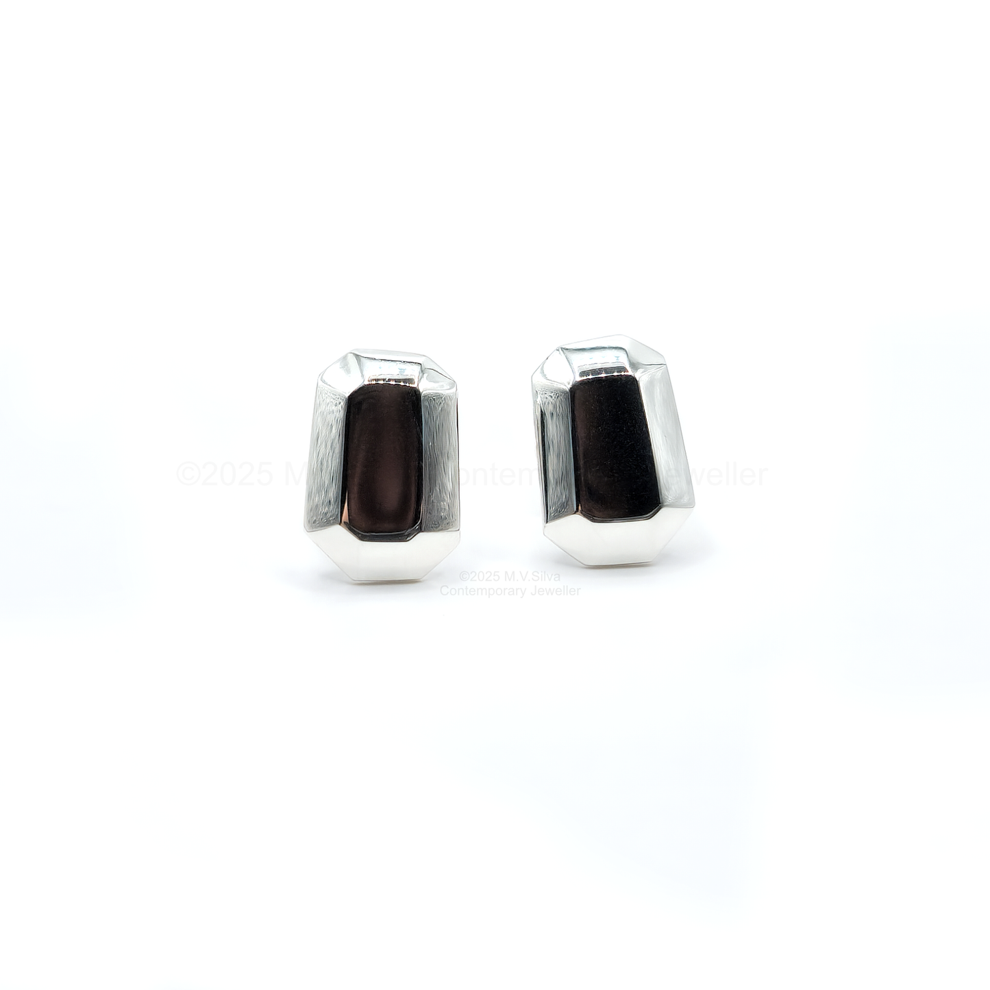 Geometric Facet Studs in Sterling Silver