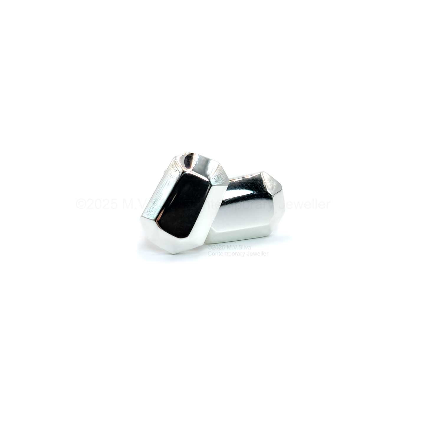 Geometric Facet Studs in Sterling Silver