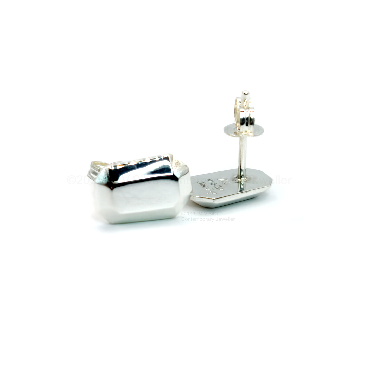 Geometric Facet Studs in Sterling Silver