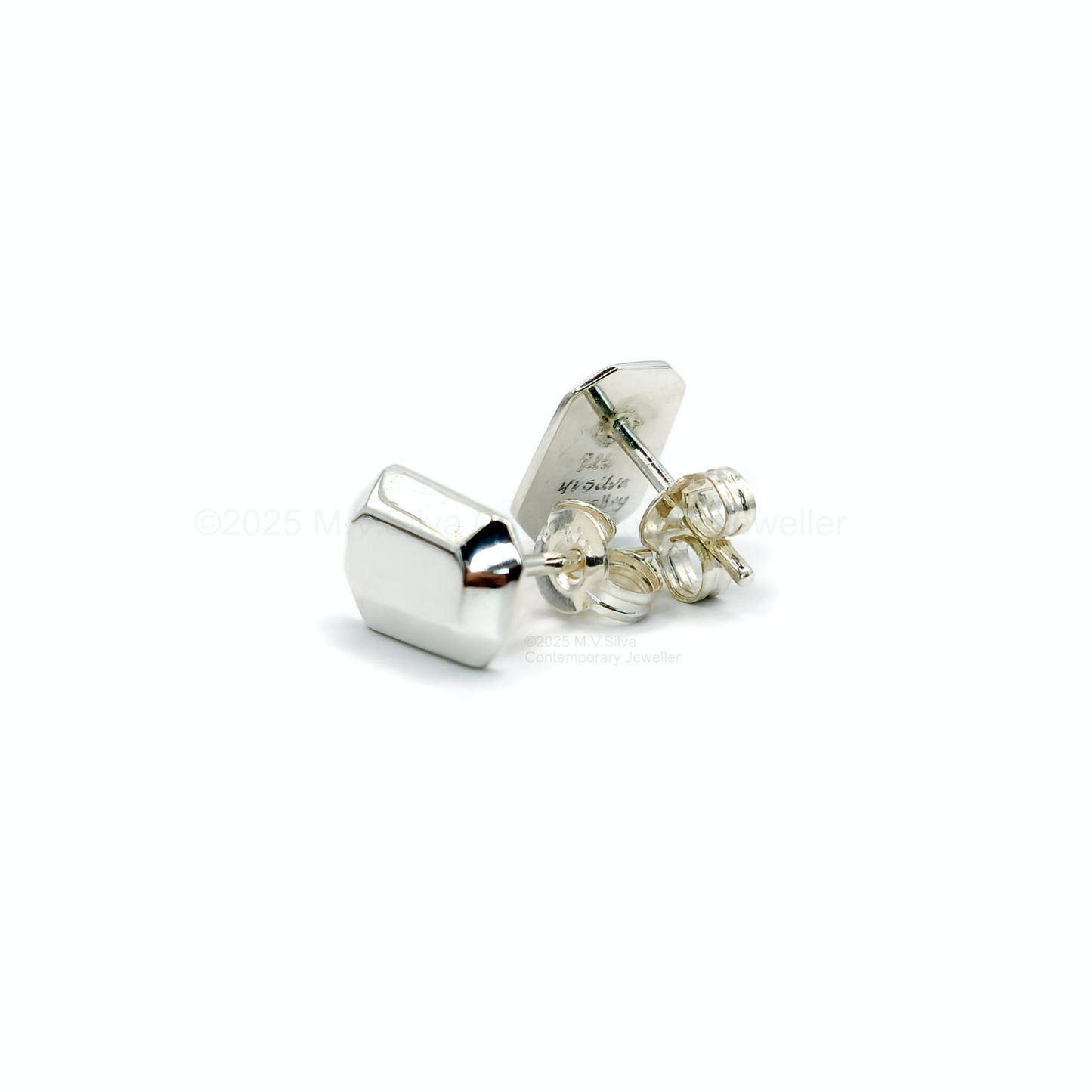Geometric Facet Studs in Sterling Silver
