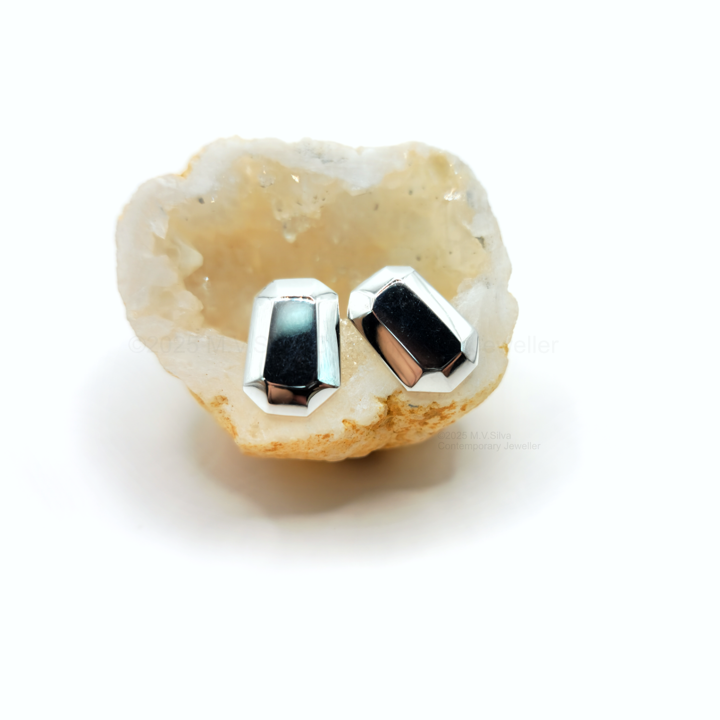 Geometric Facet Studs in Sterling Silver