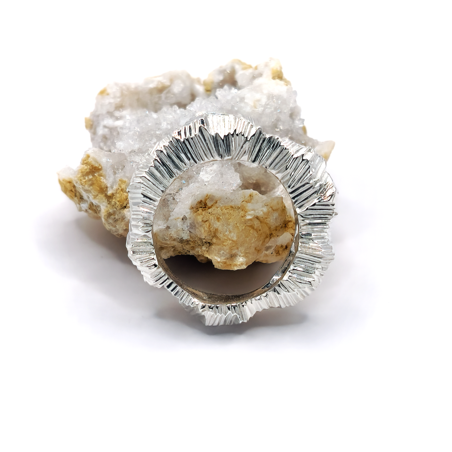 "Striations" Geological Design Sterling Silver Statement Ring