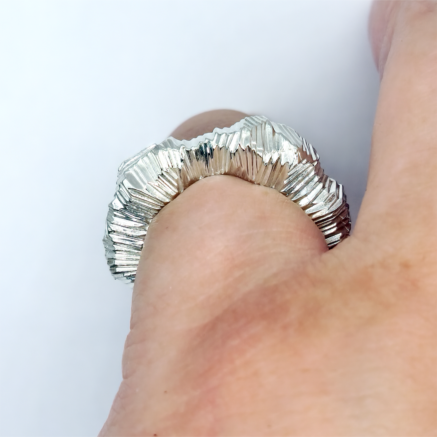 "Striations" Geological Design Sterling Silver Statement Ring