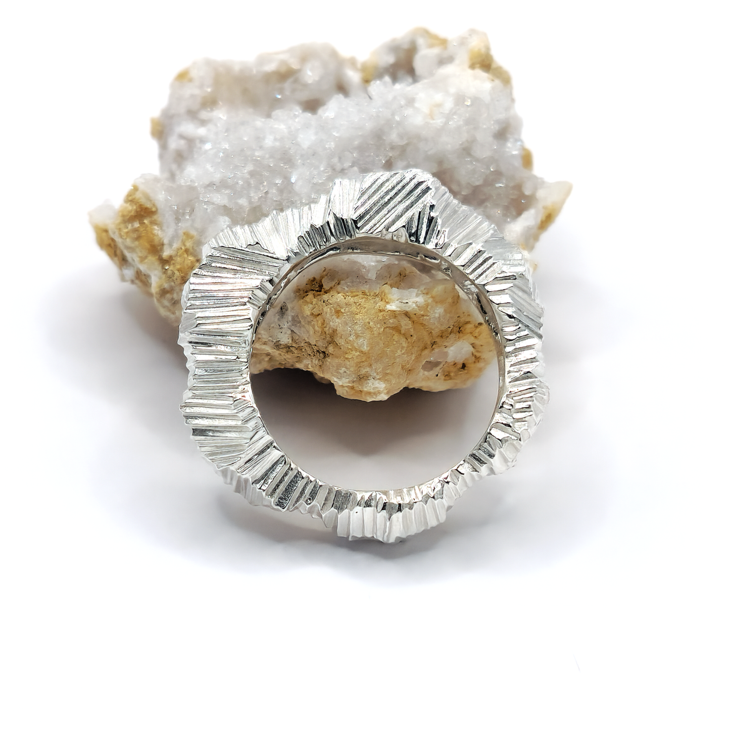 "Striations" Geological Design Sterling Silver Statement Ring