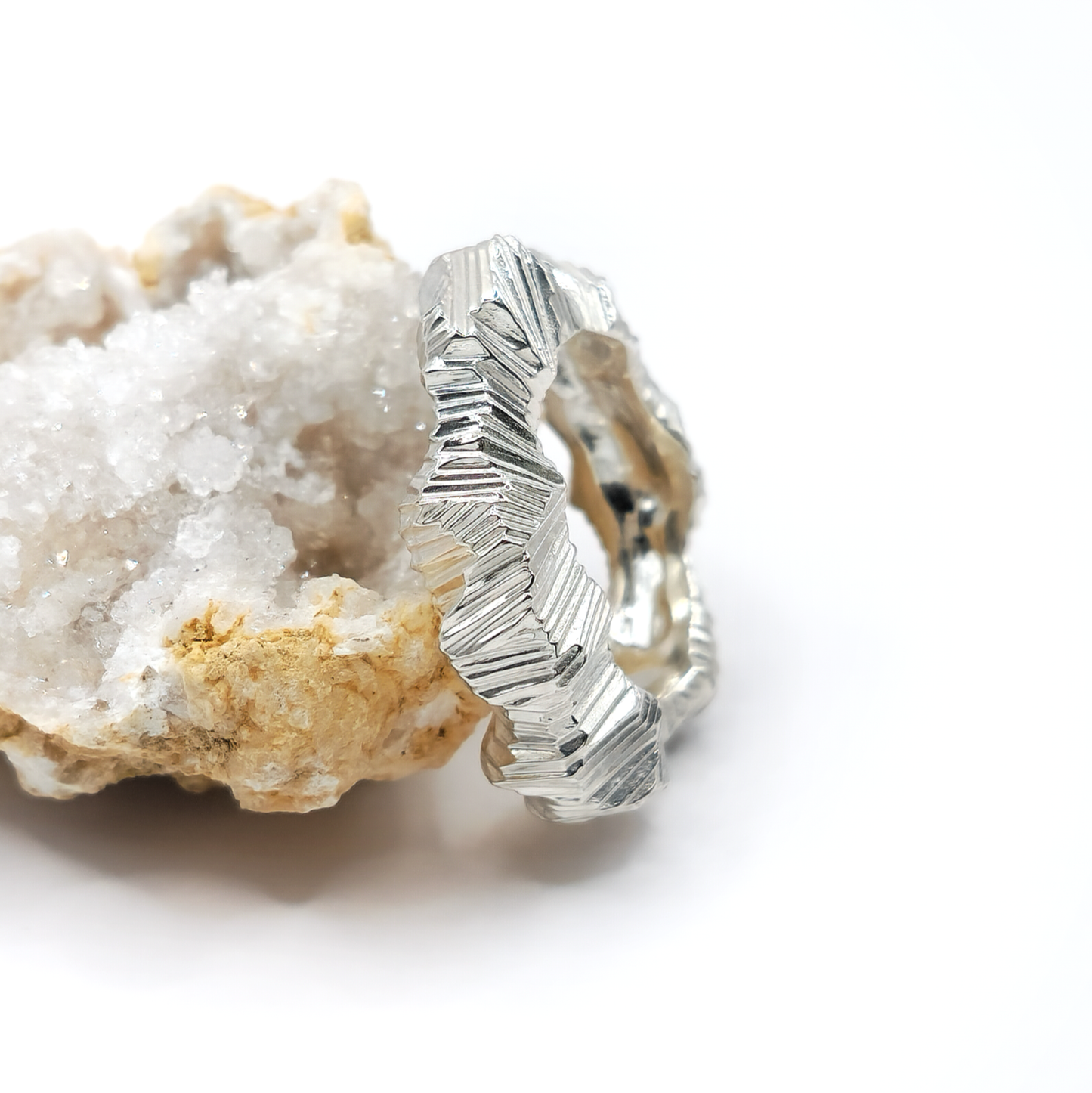 "Striations" Geological Design Sterling Silver Statement Ring