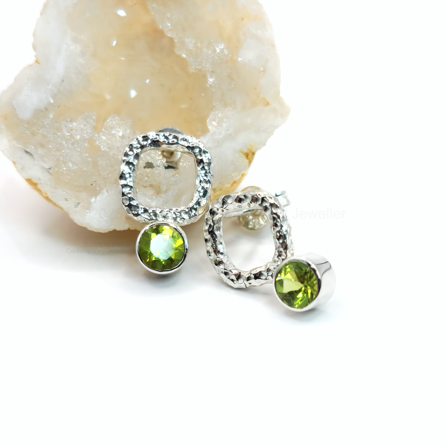 asymmetrical peridot earrings image 9
