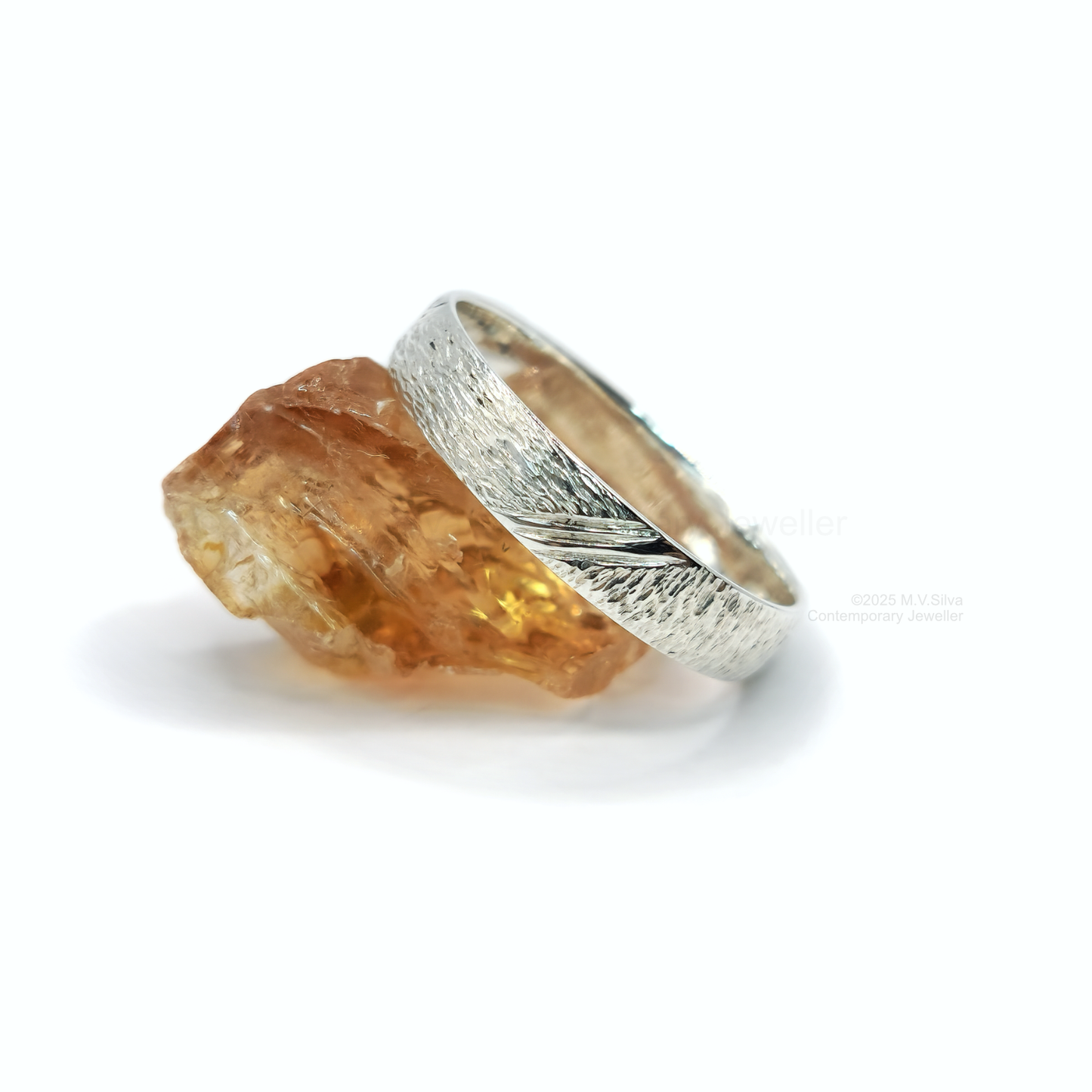 "Tree Lines" Hand Engraved Bark Textured Wedding Ring
