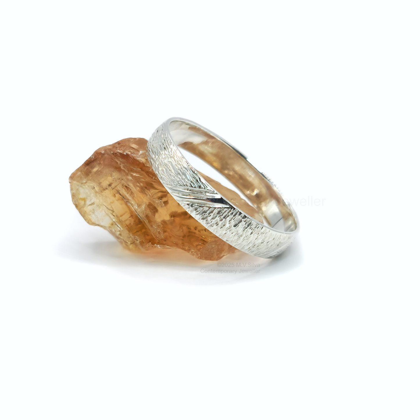 "Tree Lines" Hand Engraved Bark Textured Wedding Ring