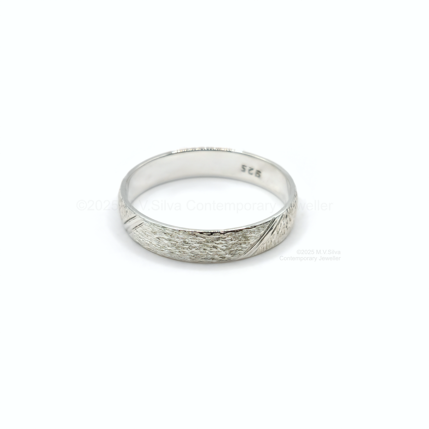"Tree Lines" Hand Engraved Bark Textured Wedding Ring