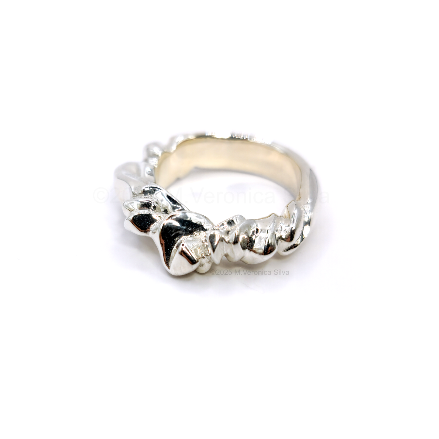 waterways and clouds silver ring