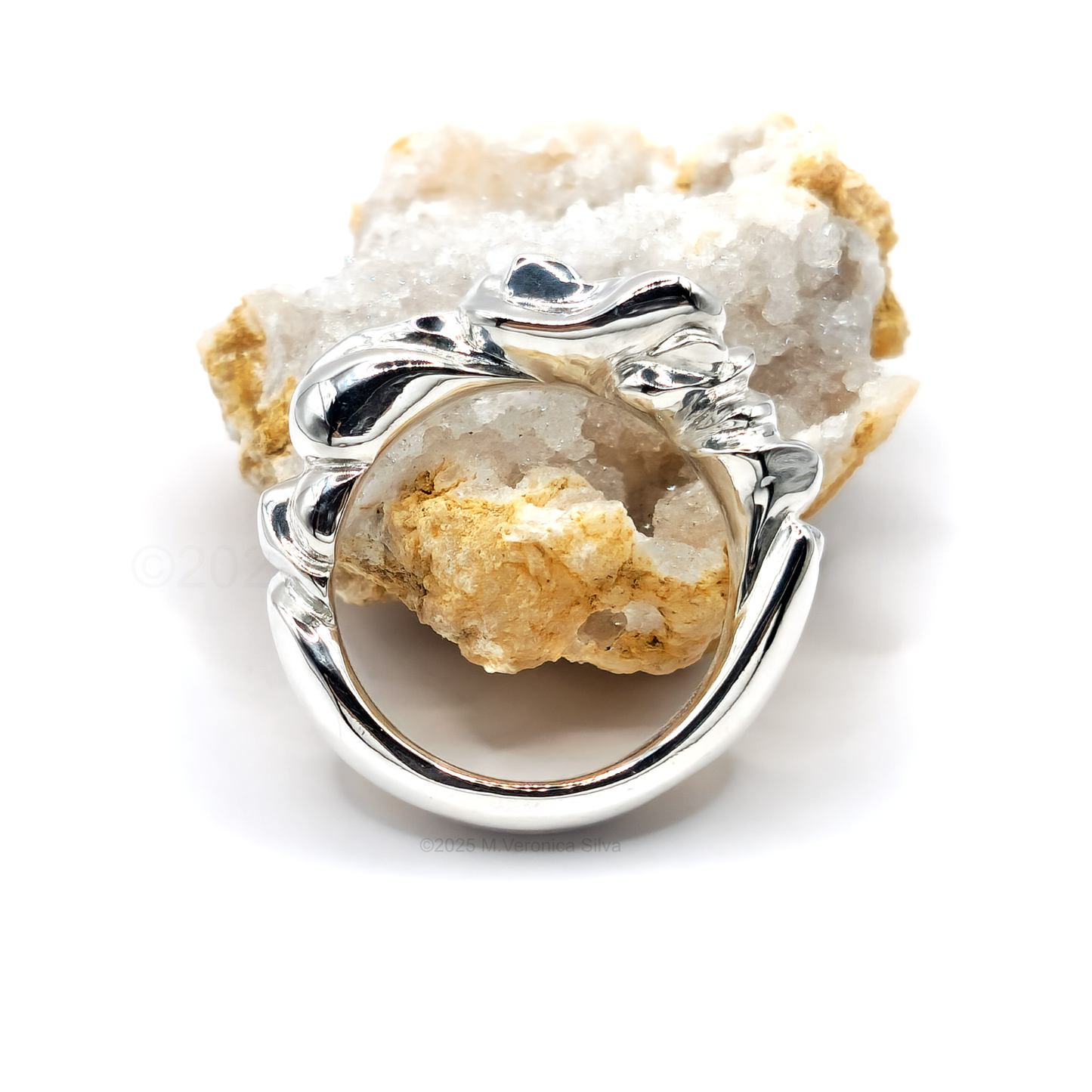 waterways and clouds silver statement ring