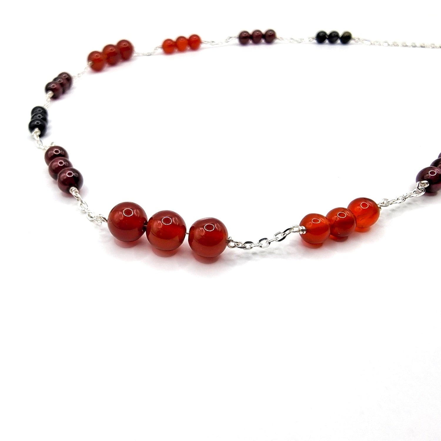 garnet carnelian and tourmaline chain necklace closeup image