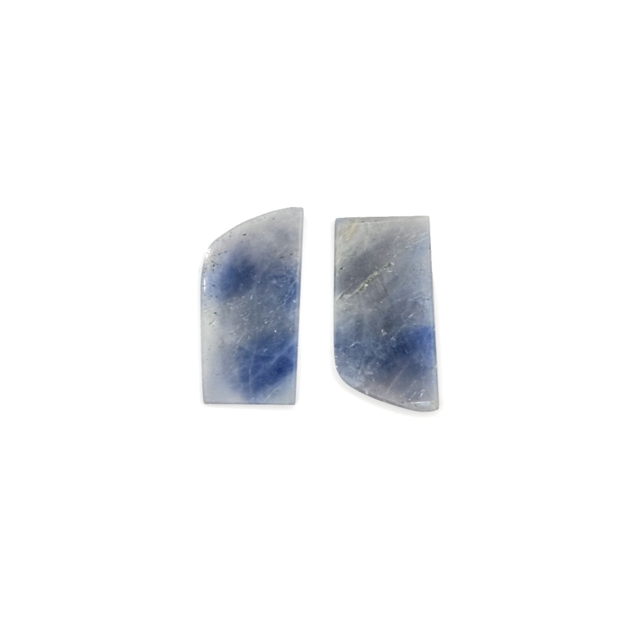 18.95ct Freeform Rose Cut Sapphire Cabochon Pair in Opaque Blue and Grey