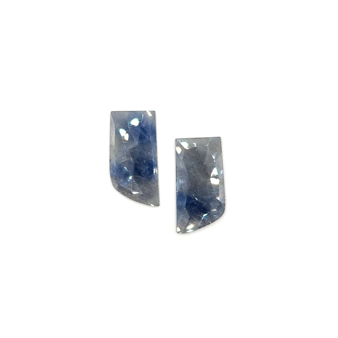 18.95ct Freeform Rose Cut Sapphire Cabochon Pair in Opaque Blue and Grey