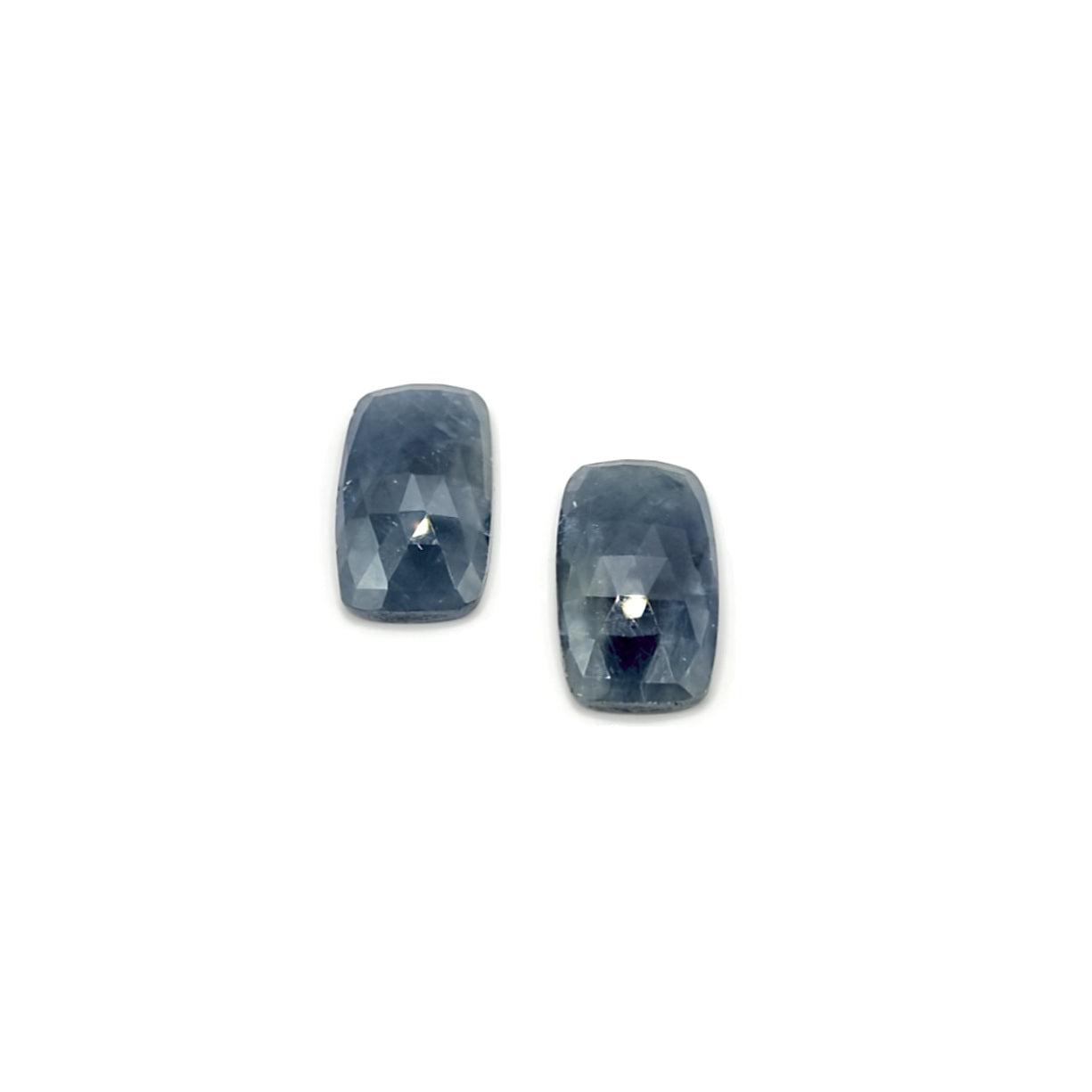 34.55ct Rectange Rose Cut Sapphire Cabochon Pair in Opaque Blue