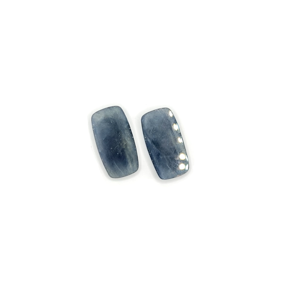 34.55ct Rectange Rose Cut Sapphire Cabochon Pair in Opaque Blue