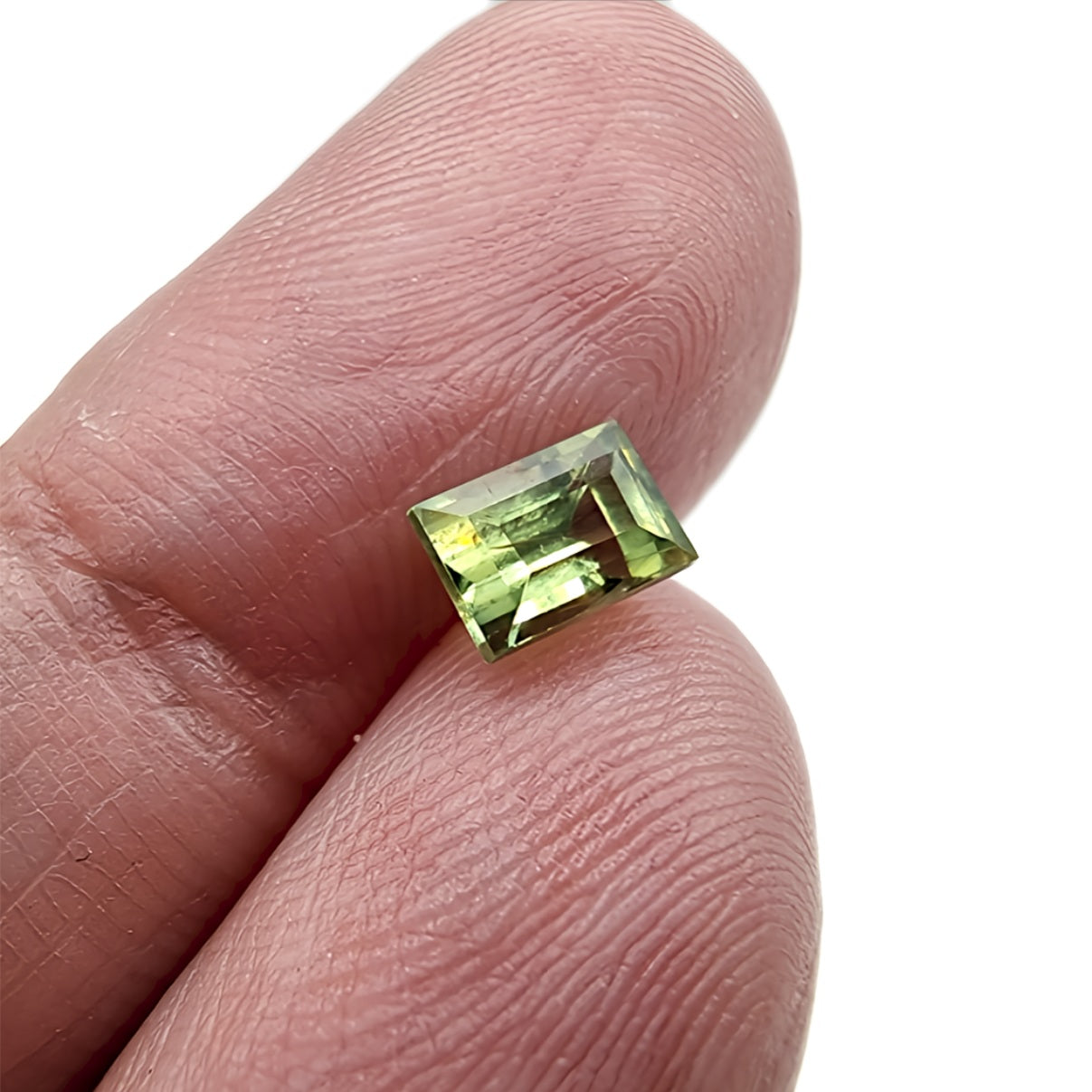 0.81ct Lemony Yellow-Green Baguette Cut Sapphire