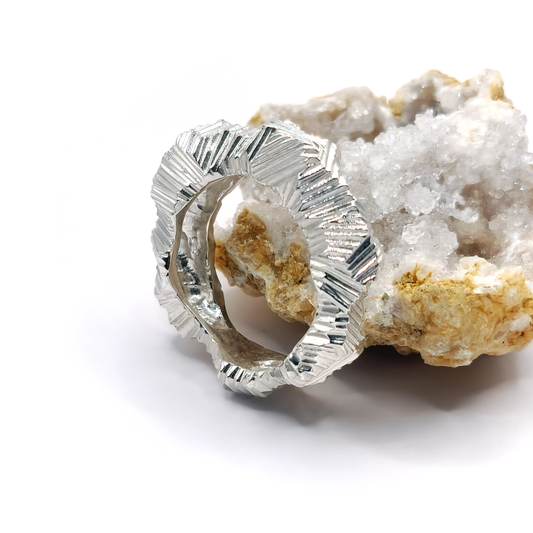 "Striations" Geological Design Sterling Silver Statement Ring