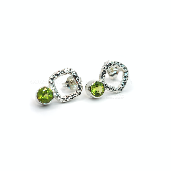 Asymmetrical Silver and peridot earrings video
