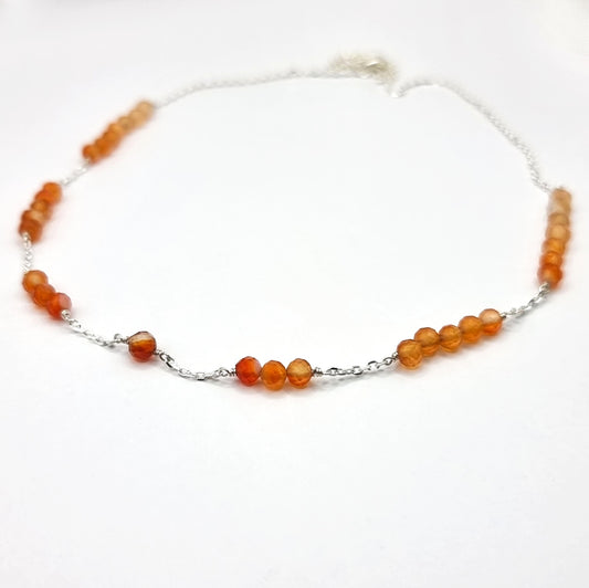 Vibrant Carnelian Graduated Colour Bead and Chain Necklace