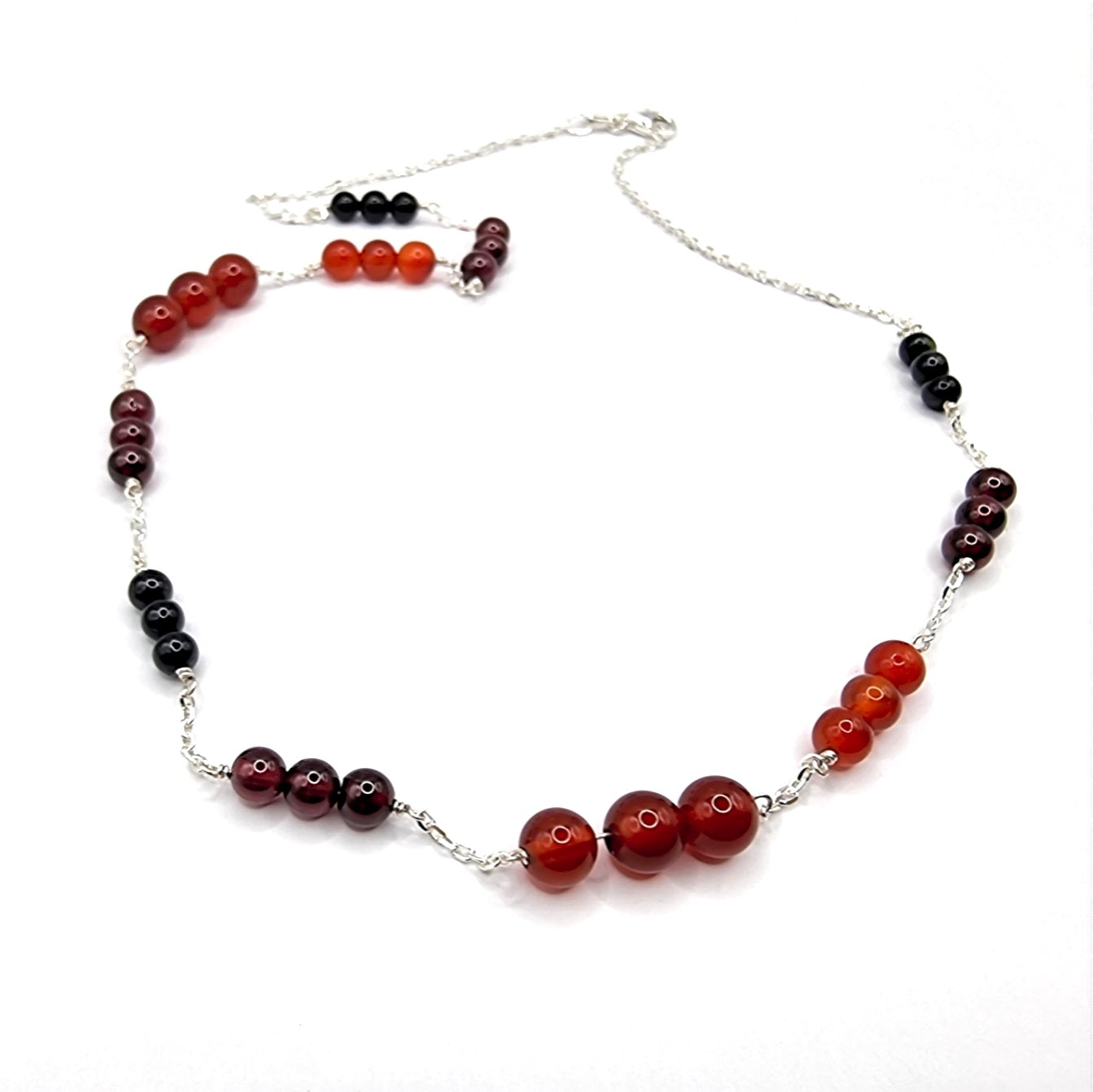 Garnet, Carnelian and Tourmaline Bead and Chain Necklace