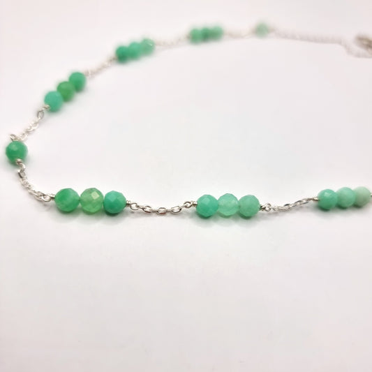 Blue-Green Chrysoprase Graduated Bead and Chain Necklace