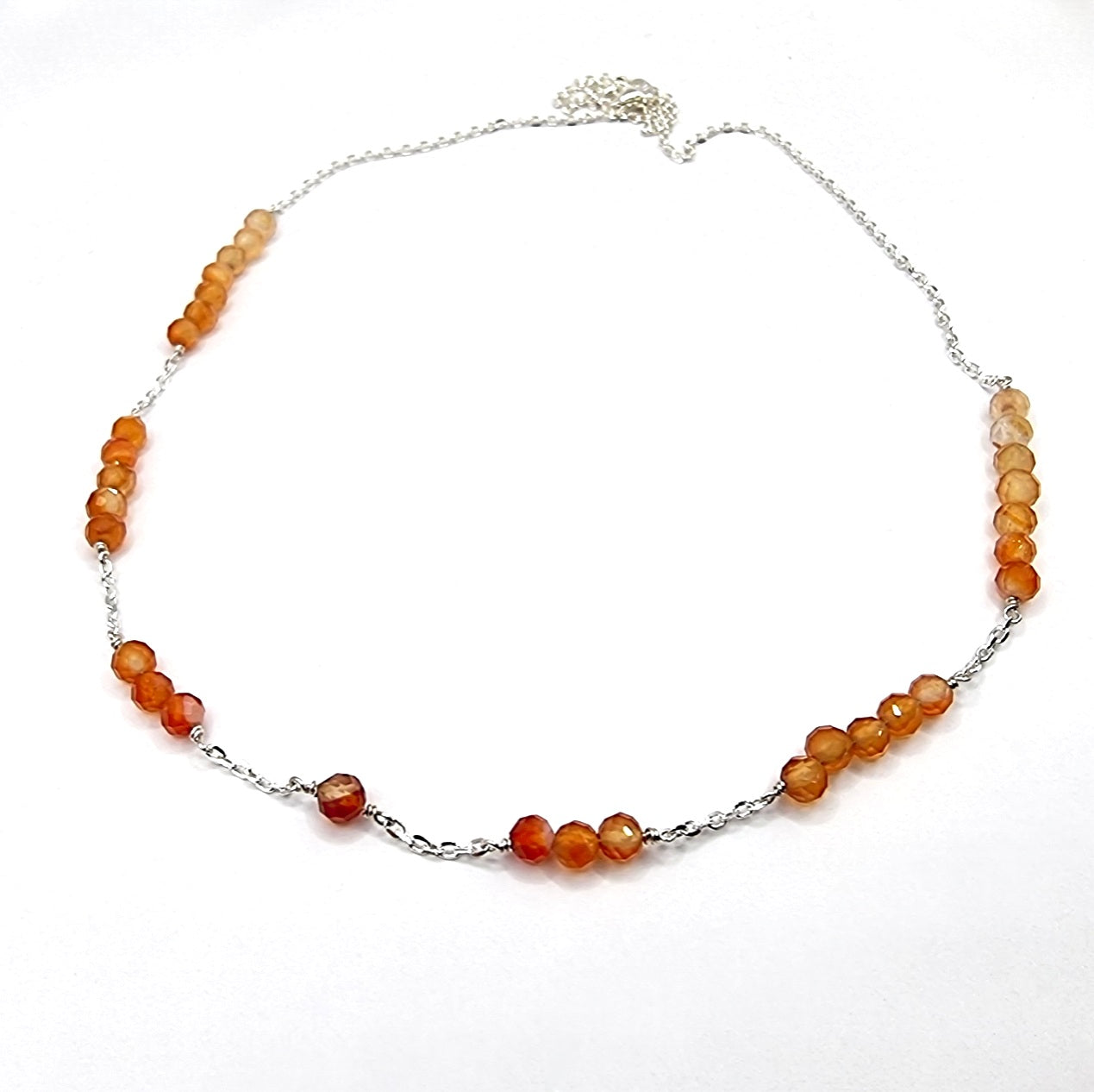 Vibrant Carnelian Graduated Colour Bead and Chain Necklace