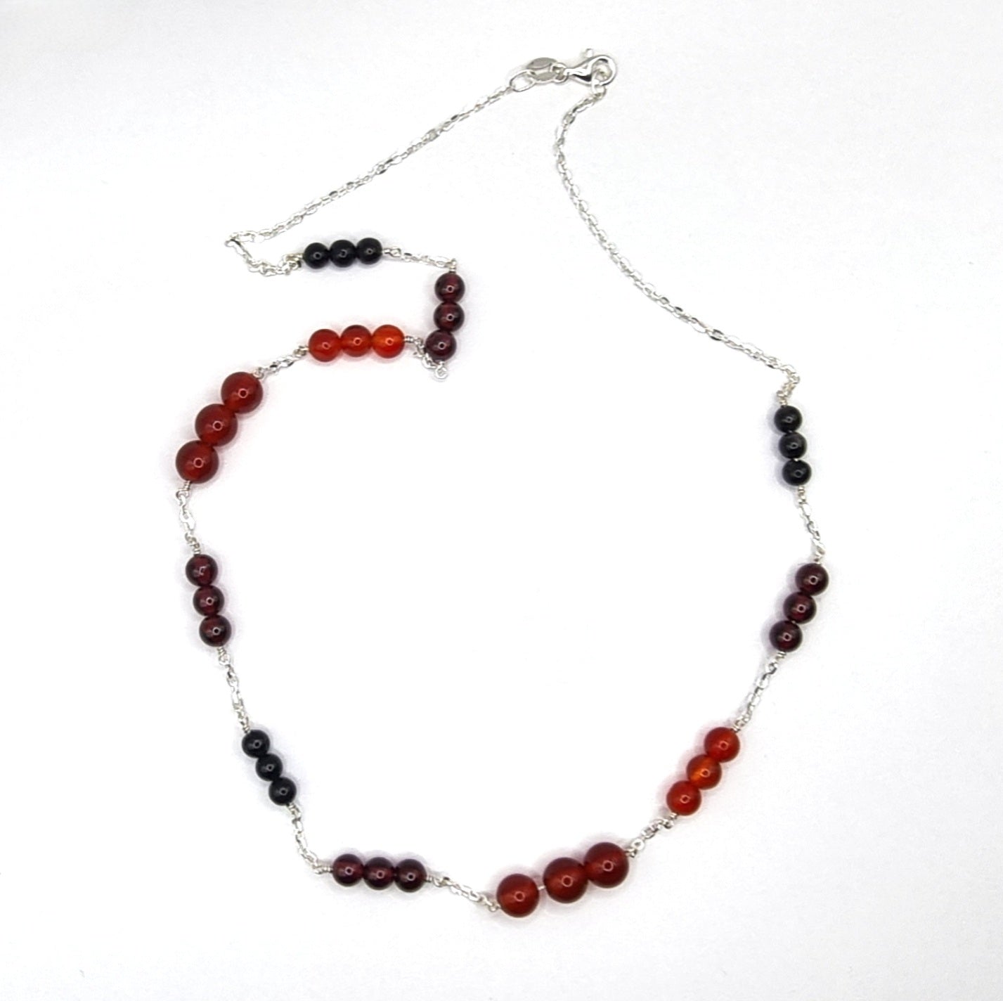 Garnet, Carnelian and Tourmaline Bead and Chain Necklace