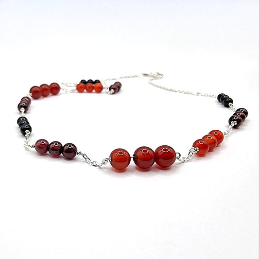 Garnet, Carnelian and Tourmaline Bead and Chain Necklace