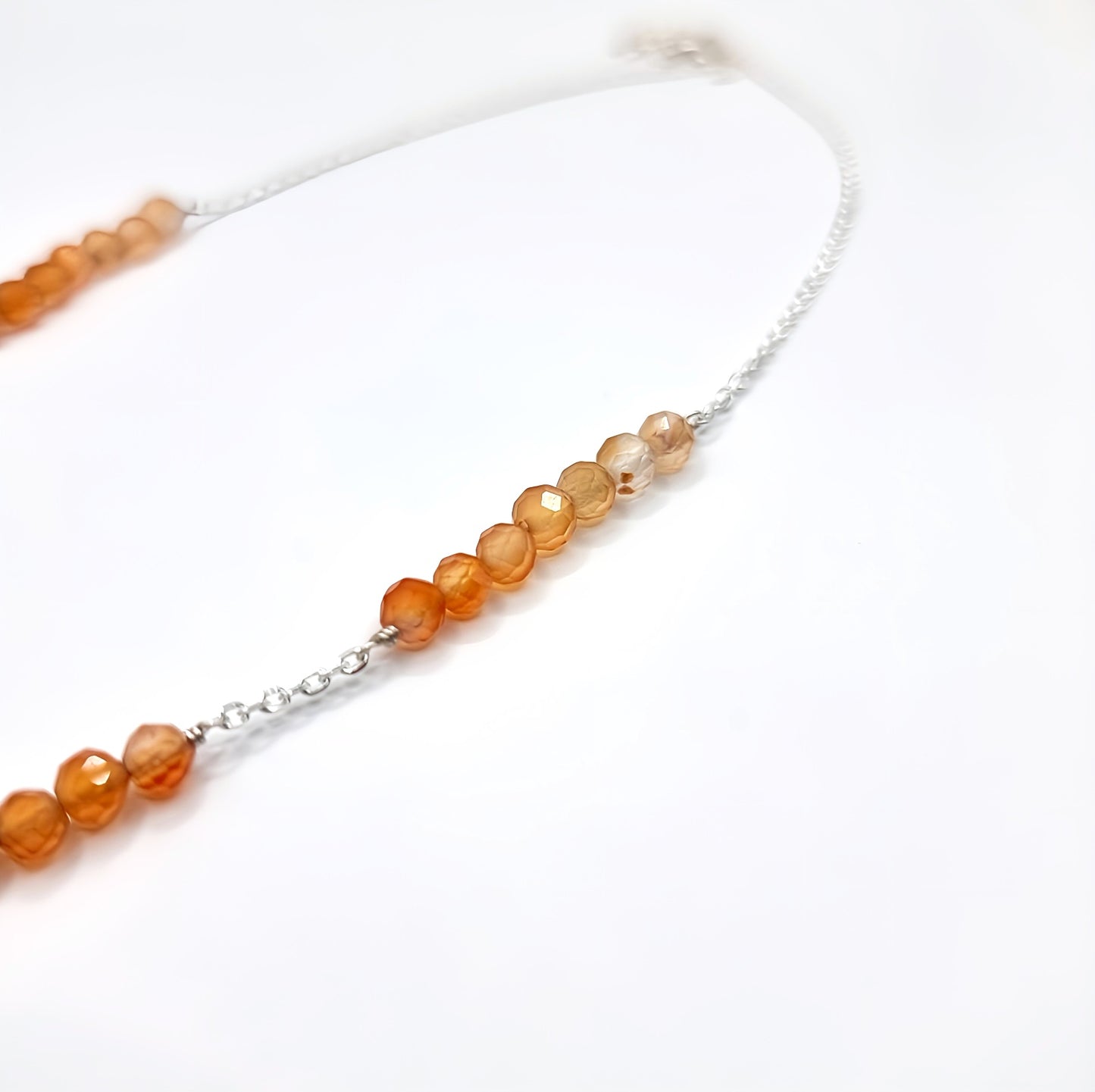 Vibrant Carnelian Graduated Colour Bead and Chain Necklace